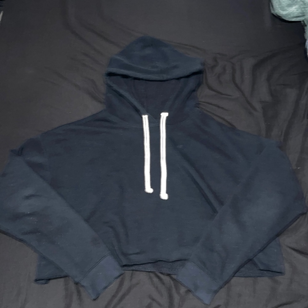 Black crop top hoodie